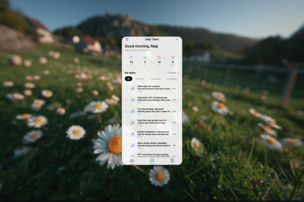 Nityasha day planner interface